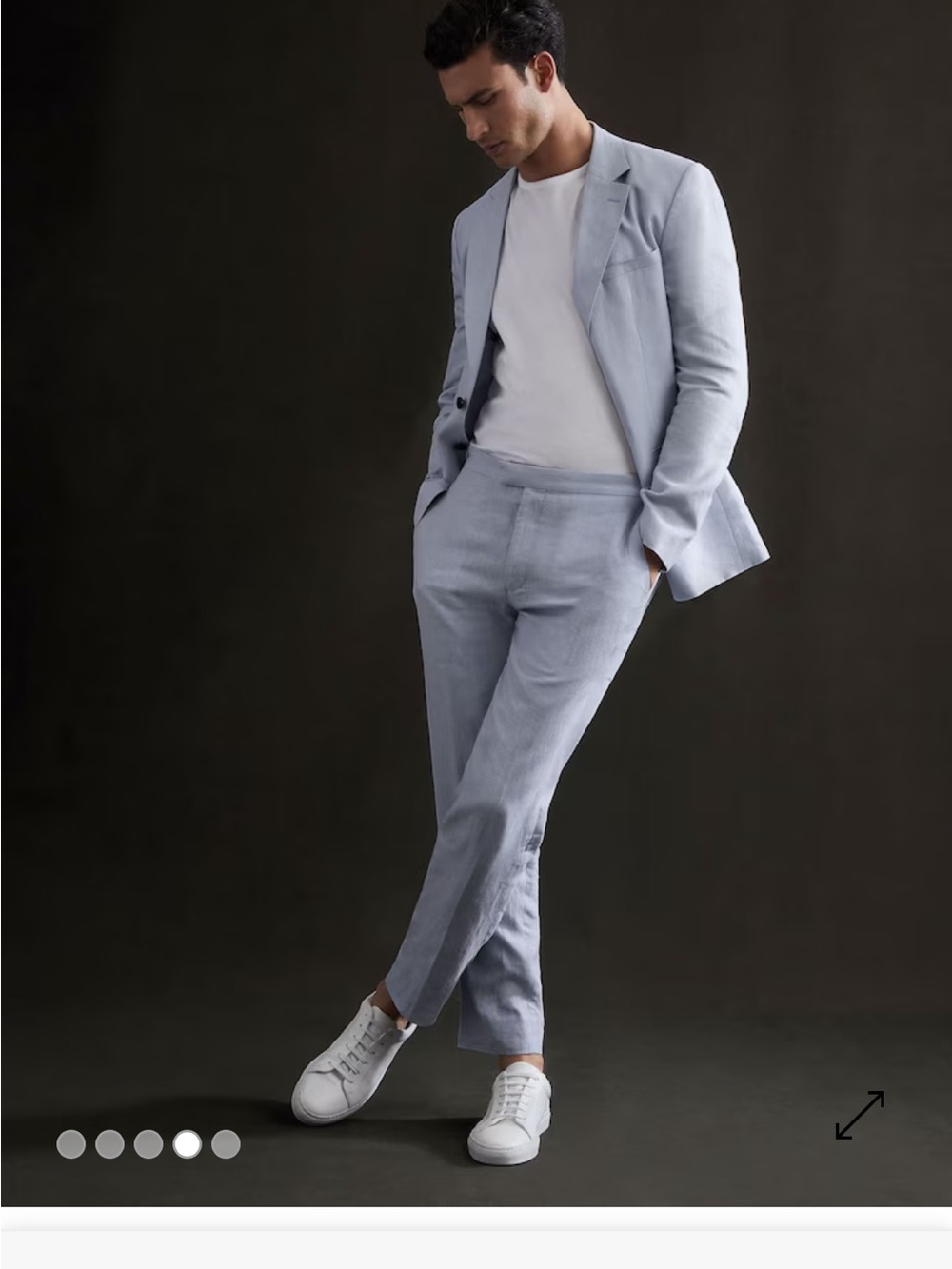 Reiss Kin Linen Slim Mixer Trousers Soft Blue Size 36 NWT